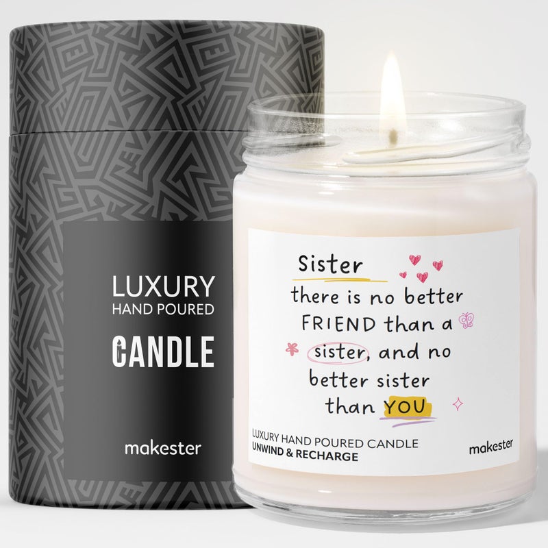 Sister Sentimental Candle - Luxury Soy Wax Candle - Vanilla, Jasmine, Sugared Almond - Makester